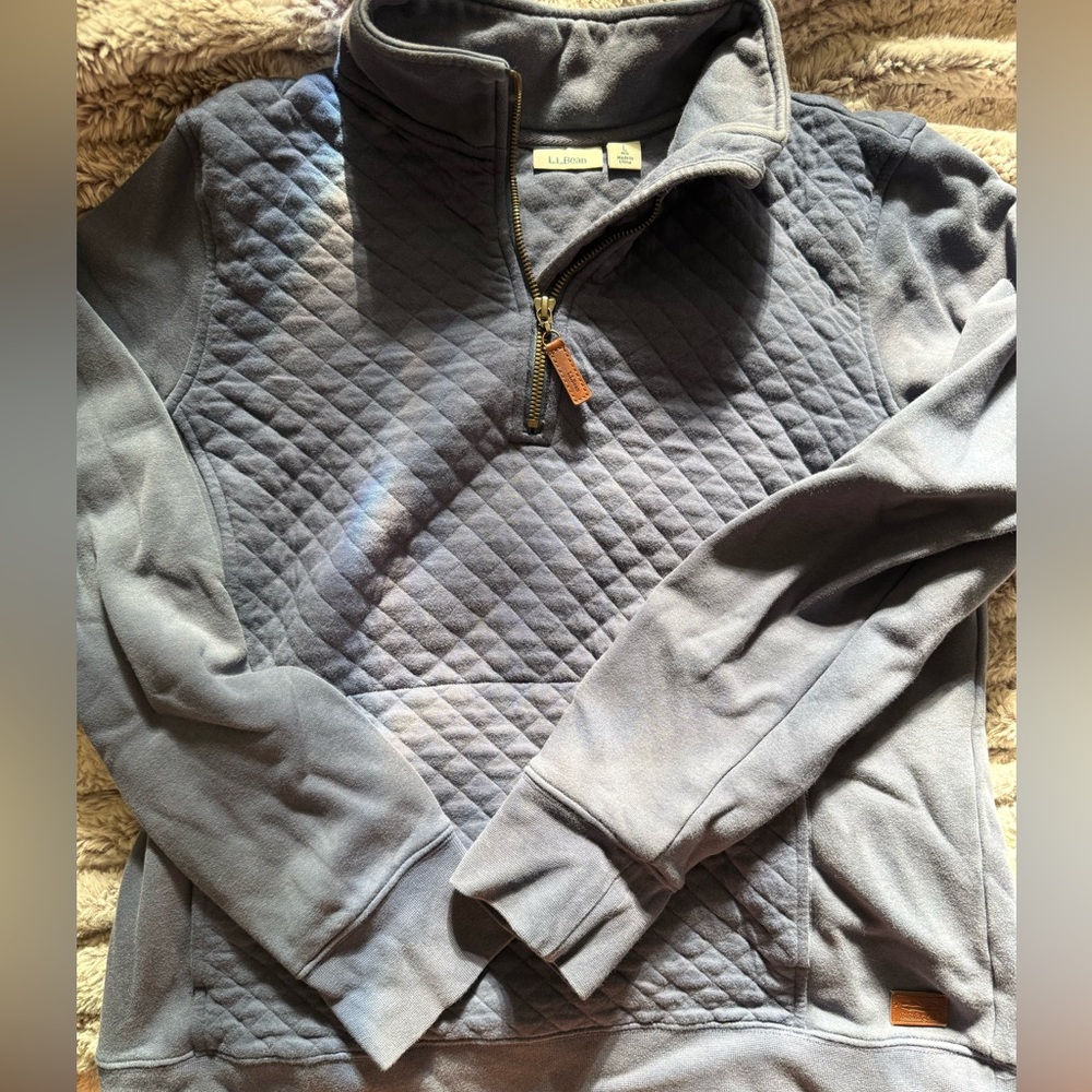 L.L. Bean Women’s Blue Quilted Zip-Up Sweater